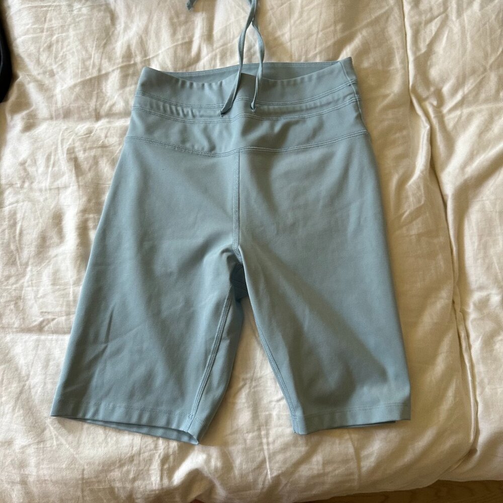 Girlfriend Collective High-Rise Bike Shorts in Light Blue